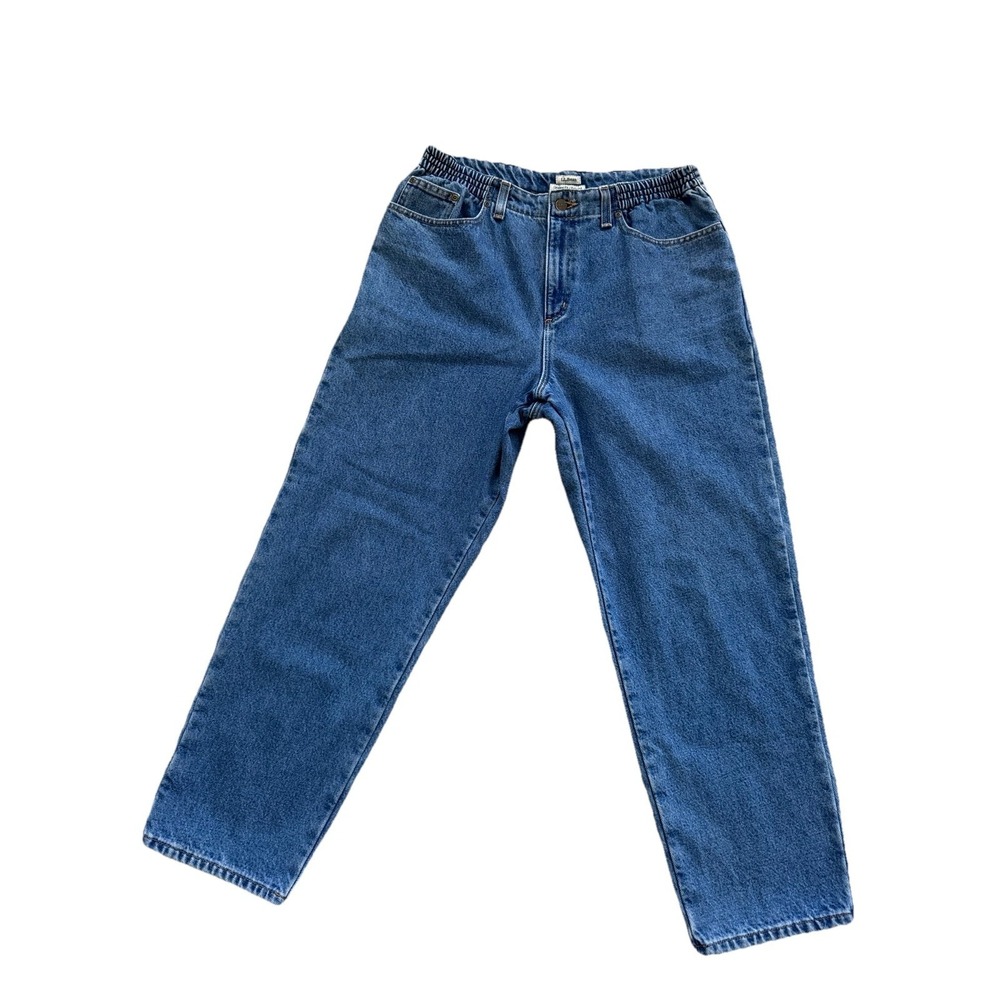 LL Bean Plaid Flannel Lined Jeans Womens 14 P Regular Original Relaxed Fit‎ - Picture 3 of 7